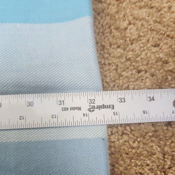 Womens Soft Cotton Scarf Baby Blue Plaid Fringe 12"×72" Feels Like Cashmere - Picture 3 of 4